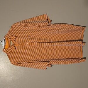 Donald Ross Golf Polo‎ Shirt Orange/Blue Stripes Mens Size Large